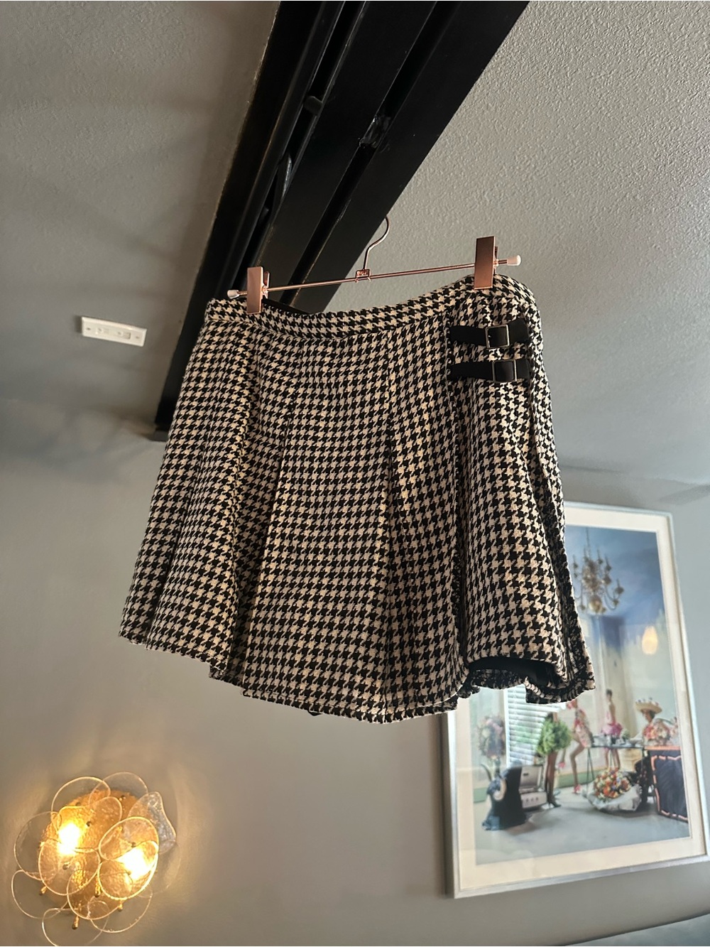 Black & White Houndstooth Pleated Mini Skort